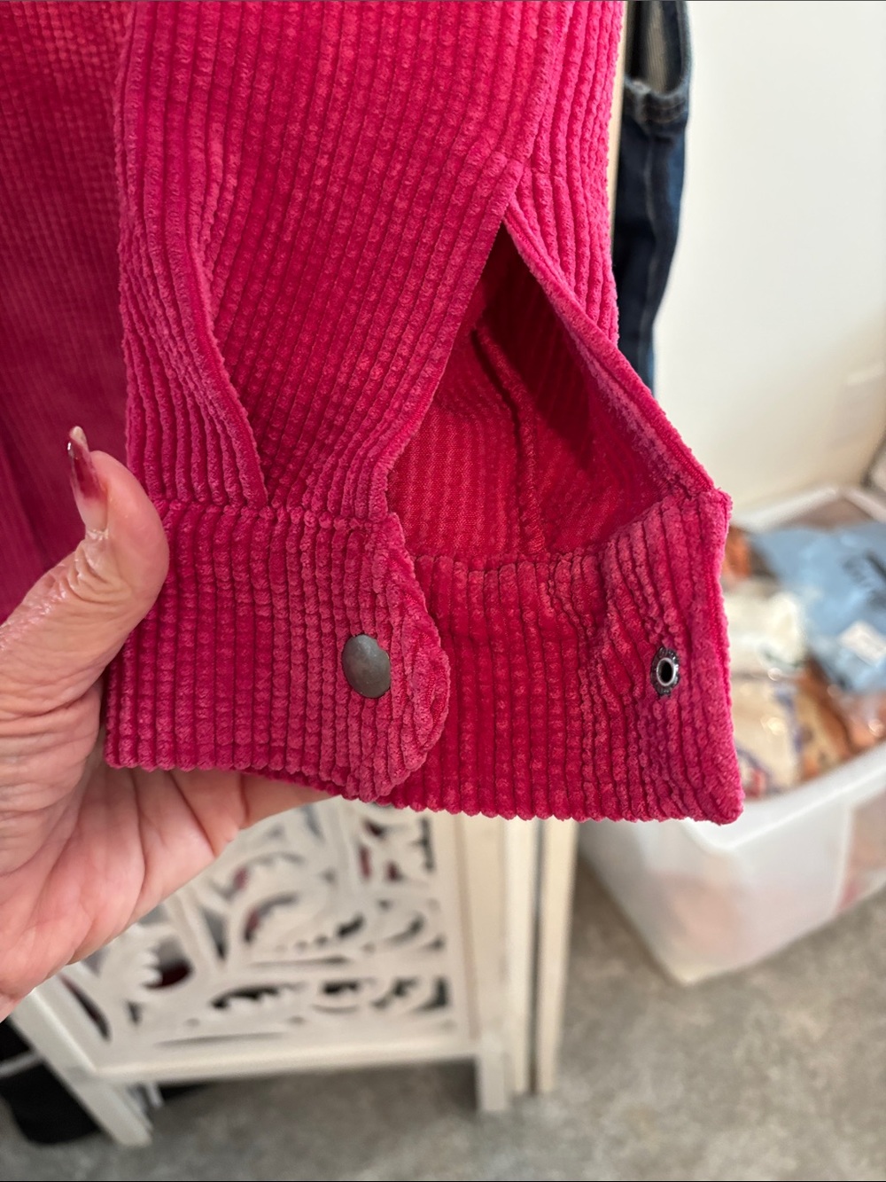 Corduroy Button-Up Jacket - Raspberry Pink - Picture 4 of 5